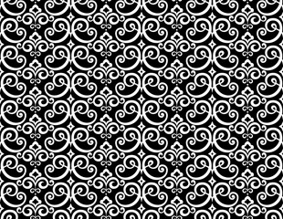 Flower geometric pattern. Seamless vector background. White and black ornament