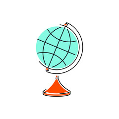 Globe, modern style. Education vector icon. Blue, orange color