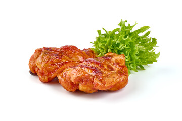 Roasted Buffalo chicken, barbecue dishes, isolated on white background.