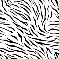 Seamless tiger pattern. Fashionable vector illustration. Black spots on white background. Animal texture for print, textile, fabric.