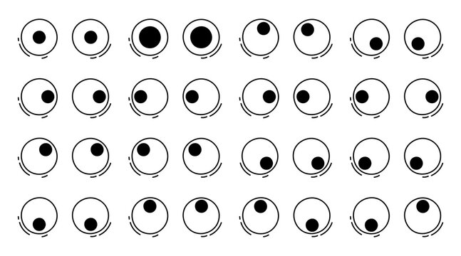 Googly eyes doodle facial expression vector set. Plastic wobbly eyeball collection for toy face decoration.
