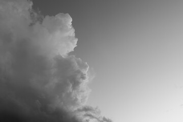 Cloud on sky close up, black and white