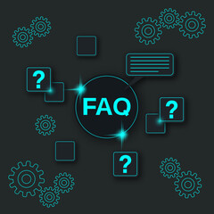 FAQ, user guide, online support vector concept. Soft shadows neumorphic style illustration