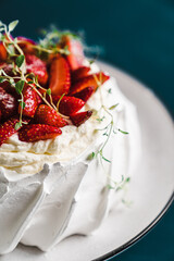 
pavlova cake white cloud sweetness fruit summer dessert