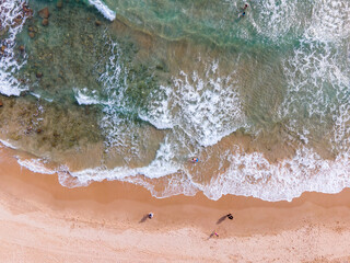 Aerial view of a beach in catalonia Tarragona Drone shot