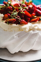 pavlova cake white cloud sweetness fruit summer dessert