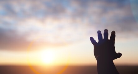 Worship and prayer banner. Christian worship and praise in the evening.