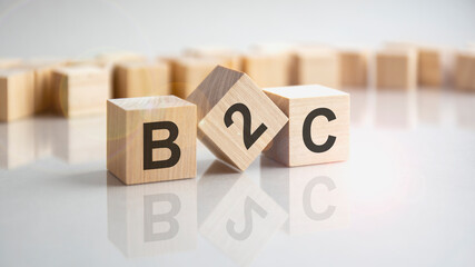 b2c - Business To Consumer shot form on wooden block