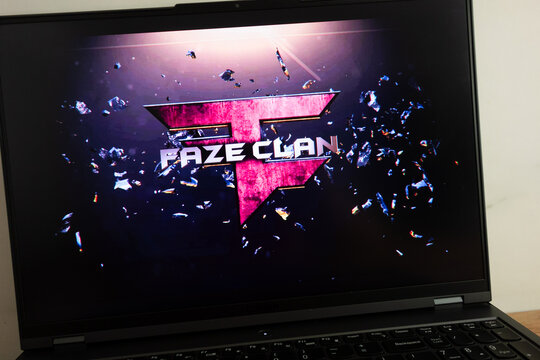 KONSKIE, POLAND - July 18, 2022: FaZe Clan esports organization logo displayed on laptop computer
