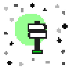 Filled outline Road traffic sign. Signpost icon isolated on white background. Pointer symbol. Isolated street information sign. Direction sign. Vector