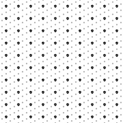 Square seamless background pattern from black protection mark symbols are different sizes and opacity. The pattern is evenly filled. Vector illustration on white background