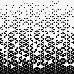 Abstract seamless geometric triangle pattern. Mosaic background of black triangles. Evenly spaced shapes of different sizes. Vector illustration on light gray background
