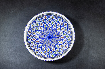 Seamless colorful pattern on plate. Vintage decorative element. Hand drawn pattern in turkish style. Islam, Arabic, Indian, ottoman motif 