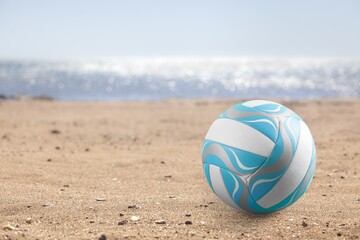 Footvolley ball on sand. Professional sport concept. Tradition and culture in beaches