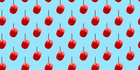 Summer refreshment drinks. Red Slushie drink. Seamless pattern. Design element. Many glasses of...