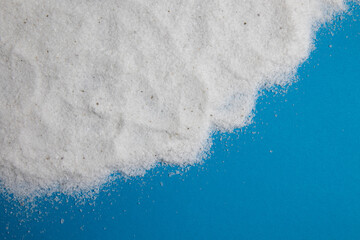 pile of white sea salt, top view