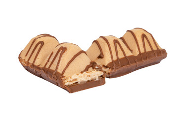 Bonbon sweets candy chocolate waffle isolated on the white background