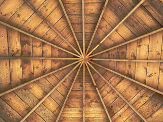 Wooden ceiling of a gazebo
