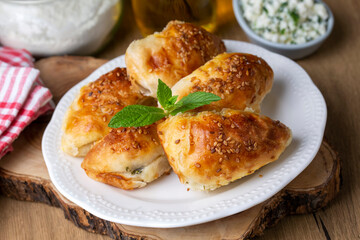 Turkish cuisine; Handmade Cheese Pastry (Turkish name; peynirli pogaca)