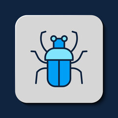 Obraz premium Filled outline Stink bug icon isolated on blue background. Vector