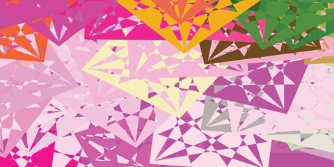 Light Pink, Green vector texture with random triangles.