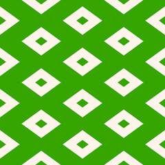 Fototapeta na wymiar Diamond seamless pattern. Vector geometric ornament with perforated rhombus shapes. Abstract graphic texture. Green color. Simple minimal background. Fresh style repeat design for print, decor, cover