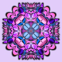 Modern Ukrainian ornament on a lilac background, three-dimensional drawing, banner, poster