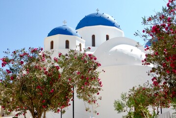Iconic blue and white church, Santorini, Greece, 