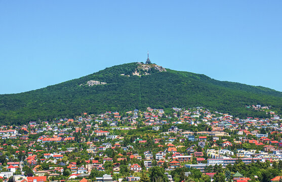 View of Mount Zabor during the day from the walls of the fortress, Nitragrad, Slovakia