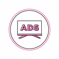 Filled outline Advertising icon isolated on white background. Concept of marketing and promotion process. Responsive ads. Social media advertising. Vector