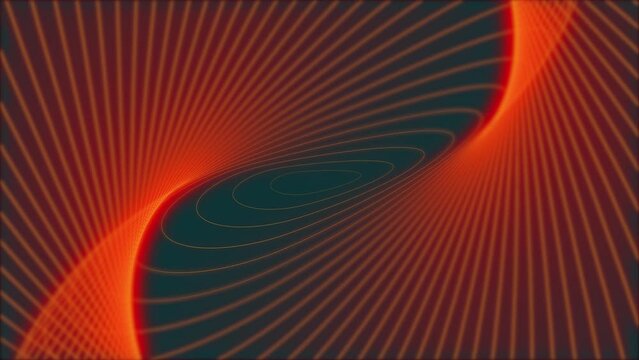 Loopable abstract digital neon geometric tunnel background. 4K futuristic sparkling animation pattern that moves forward with red and dark green colors. Technology and cyber concept with copy space