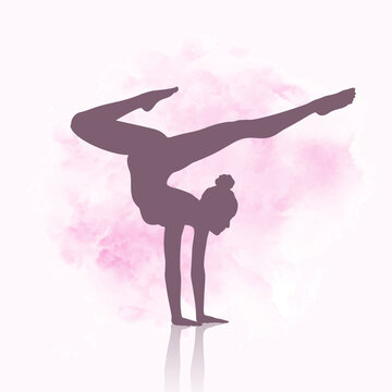 silhouette of a gymnast on a watercolour background