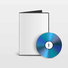 Vector 3d Realistic CD, DVD with Plastic Case Isolated on White. CD Box, Packaging Design Template for Mockup. Compact Disk Icon, Front View
