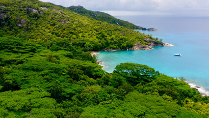 A very beautiful beach hidden in the jungle. Drone shot.
