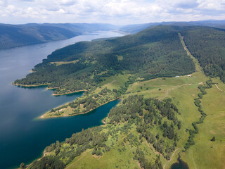 Aerial view of Dospat Reservoir, Bulgaria