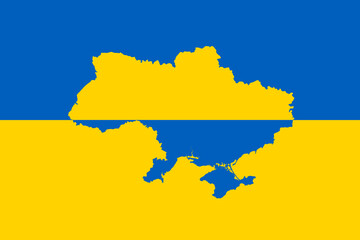 Landkarte in Ukraine National Farbe - 517800586