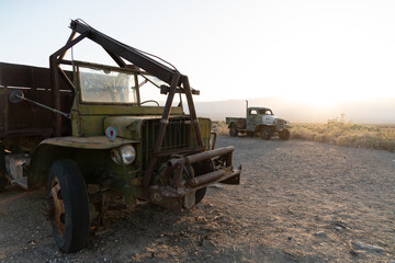 Rustic And Vintage Automobiles In The Desolation Of Ballarat, California