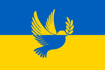 Ukraine Flagge mit Friedenstaube V