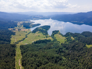 Aerial view of Dospat Reservoir, Bulgaria