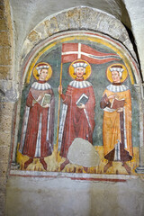 Fototapeta na wymiar interior of the church of san pietro 11th century in romanesque style Tuscania Italy