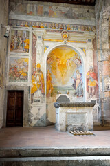 interior of the church of Santa Maria Maggiore XII century in Romanesque style Tuscania Italy