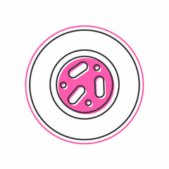 Filled outline Petri dish with bacteria icon isolated on white background. Vector