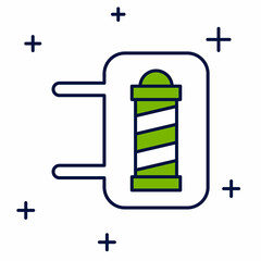 Filled outline Classic Barber shop pole icon isolated on white background. Barbershop pole symbol. Vector