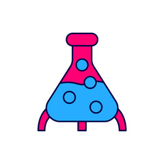 Filled outline Test tube and flask chemical laboratory test icon isolated on white background. Laboratory glassware sign. Vector