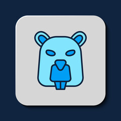 Filled outline Beaver animal icon isolated on blue background. Vector