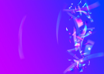 Transparent Glare. Blue Disco Confetti. Glitch Background. Blur Christmas Backdrop. Bokeh Tinsel. Flying Foil. Shiny Banner. Modern Art. Purple Transparent Glare