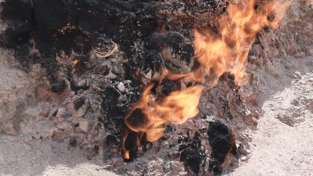 Eternal Flame From Natural Gas Leaks Burning Continuously