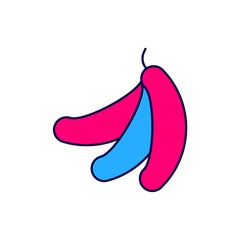 Filled outline Banana icon isolated on white background. Vector