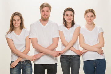Obraz premium team of young people on a white background isolated