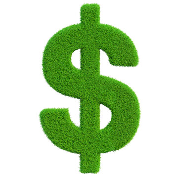 money symbol on grass in 3d render